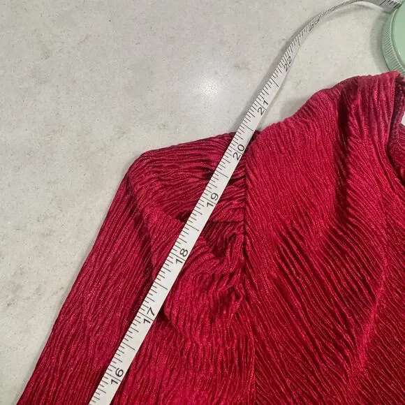 Morgan Taylor Sangria Red Pink Textured Blouse Women's Large Retro Peplum 80s - Picture 7 of 15